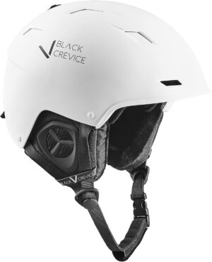 Black Crevice Kask narciarski Gerlos I oddychający kask narciarski dla mężczyzn i kobiet z otworami wentylacyjnymi I wysokiej jakości kask narciarski unisex I regulowany kask narciarski z uchwytem na gogle narciarskie PATA26