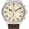 B281 Tommy Hilfiger Męski analogowy zegarek kwarcowy ze skórzanym paskiem 1792003, Pergamin, pasek