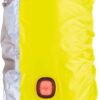 ABUS Lumino X-Urban pokrowiec przeciwdeszczowy na plecaki z wbudowanym tylnym światłem USB – wodoszczelny i widoczny pokrowiec na plecak – żółty/srebrny PATB121