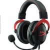 HyperX Cloud II - zestaw słuchawkowy do gier, dźwięk przestrzenny 7.1, nauszniki z pianki zapamiętującej kształt, trwała aluminiowa rama, odłączany mikrofon, współpracuje z PC, PS5, PS4, Xbox Series X|S, Xbox One – czerwony PATB 7